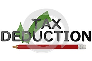 Tax deduction word with red pencil and checkmark
