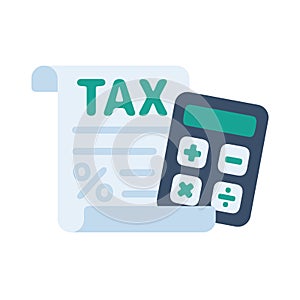 tax document icon Tax filing documents with a calculator for calculating taxes