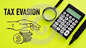 Tax evasion is shown using the text