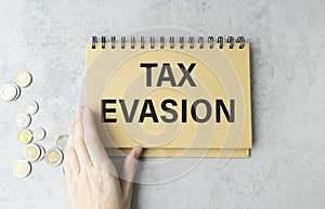 Tax Evasion text on sticky notes isolated