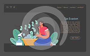Tax evasion web banner or photo