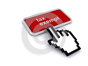 Tax exempt button on white