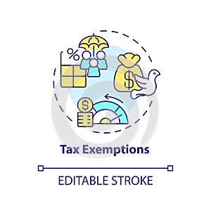 Tax exemptions multi color concept icon photo