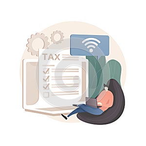 Tax filing online service abstract concept vector illustration.