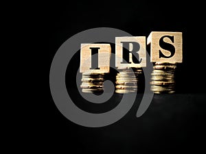 Tax-filling concept - IRS image background. Front view. Stock photo.