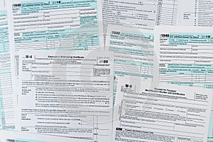 1040 tax form close up on desk. tax time. taxes concept