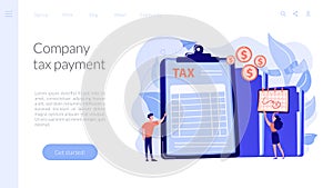 Tax form concept landing page.