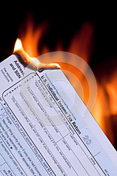 Tax form on fire