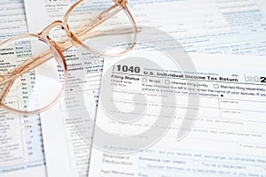 Tax form 1040 U.S. Individual Income Tax Return, business finance photo