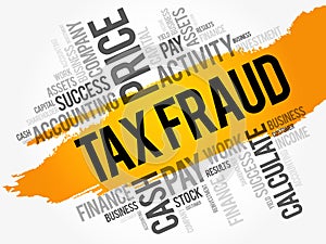 Tax fraud word cloud collage