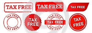 tax free rectangle and circle stamp label sticker sign information costless untaxed