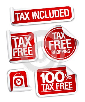 Tax free shopping stickers.