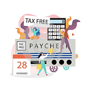 Tax free shopping vector concept for web banner, website page