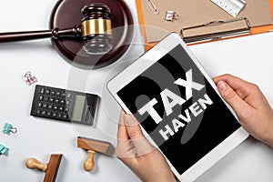 Tax Haven. Illegal, money laundering, transactions and business concept