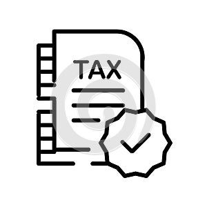 Tax icon vector isolated on white background, Tax sign , line symbol or linear element design in outline style