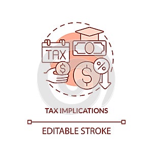 Tax implication red concept icon photo