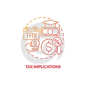 Tax implication red gradient concept icon