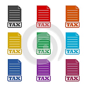 Tax import product icon isolated on white background, color set