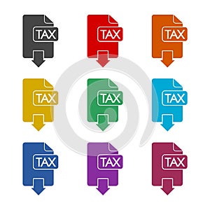 Tax import product icon isolated on white background, color set