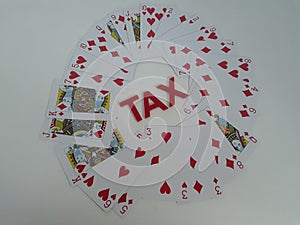 Tax in Indian economy system with playing card