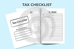 Tax information checklist KDP interior. Income tax information and daily expense notebook template. KDP interior journal. Employee