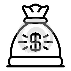 Tax inspector money bag icon, outline style
