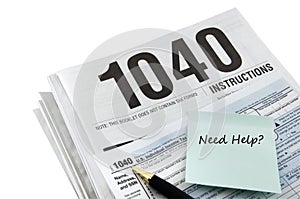 Tax instructions, form and sticker.