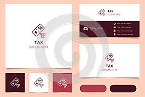 Tax logo design with editable slogan. Branding book and business card template.