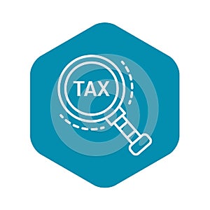 Tax magnify glass icon, outline style