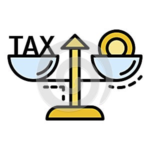 Tax money balance icon color outline vector