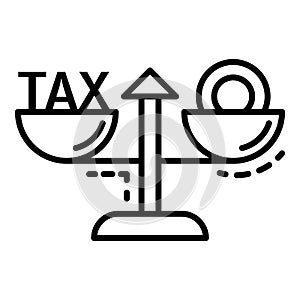 Tax money balance icon, outline style