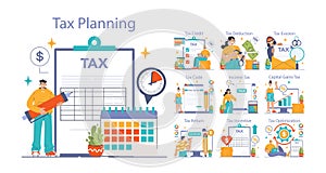 Tax optimization set. Financial efficiency, budgeting and economy idea.