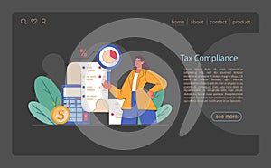 Tax optimization web banner or landing page dark or night mode. Financial