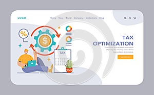 Tax optimization web banner or landing page. Financial efficiency