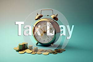 Tax pay day flat concept illustration icons. Clipboard Tax day coin money