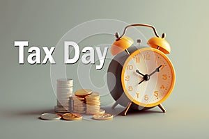 Tax pay day flat concept illustration icons. Clipboard Tax day coin money