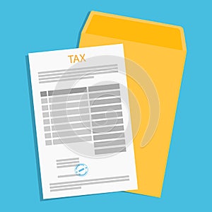 Tax payment concept. Income tax form, document and file folder icon