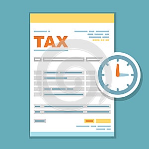 Tax payment time form icon - reminder of state government taxation, tax form