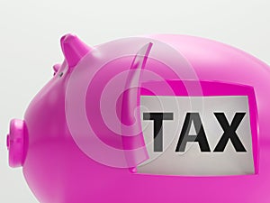 Tax In Piggy Shows Taxation Savings Taxpayer photo