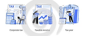 Tax preparation abstract concept vector illustrations.