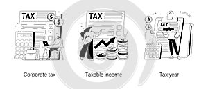 Tax preparation abstract concept vector illustrations.