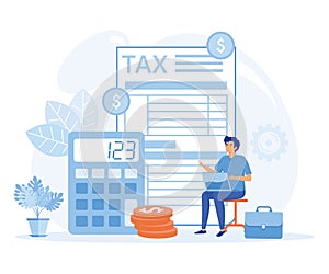 Tax preparation concept. Corporate tax, taxable income, fiscal year,