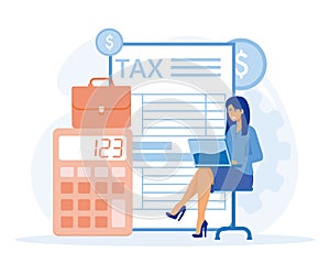 Tax preparation concept, Corporate tax, taxable income, fiscal year,