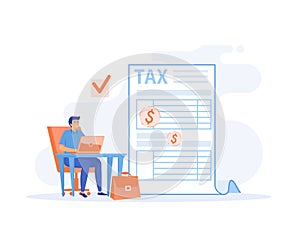 Tax preparation concept, Corporate tax, taxable income, fiscal year, document preparation, payment planning, corporate accountancy