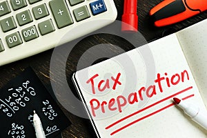 Tax preparation memo on the page of notepad.