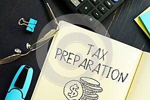 Tax preparation is shown using the text