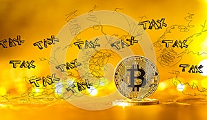 Tax problem theme with bitcoin