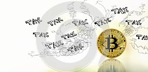 Tax problem theme with bitcoin