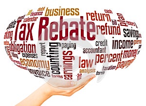 Tax Rebate word cloud sphere concept