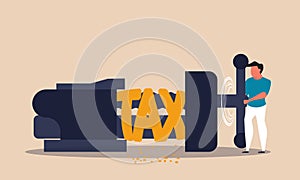 Tax reduce and loss money. Business reduction and recession dollar with economy investment vector illustration concept. Taxation